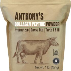 Anthony's Premium Grass-Fed Collagen Peptides Powder – Unflavored, Hydrolyzed Protein for Keto & Paleo – 1 lb