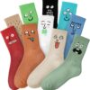 Meloday 10-Pack Novelty Crew Socks – Crazy & Funny Emotion Designs for Men – Soft Cotton Blend