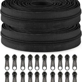 The Yards 10 Yard Bulk Zipper Roll - #5 Nylon Coil Zipper Tape with 20PCS Sliders, Black Continuous Chain for Sewing, DIY Bags & Pillowcases