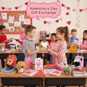 Arrozon 12 Pcs Mini Jungle Stuffed Animals Bulk - 4.5 Inch Safari Plush Keychains for Kids, Valentines Classroom Gifts, Carnival Prizes & Party Favors