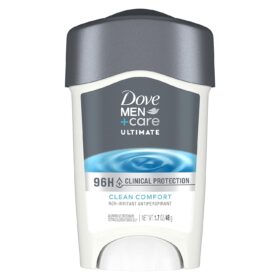 DOVE MEN+CARE Clean Comfort Clinical Antiperspirant Deodorant Stick – 96-Hour Sweat & Odor Protection with 1/4 Moisturizer, 1.7 oz