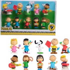 Peanuts 75th Anniversary Collectible Figure Set - 10 Count Character Toy Bundle with Charlie Brown, Snoopy & Friends