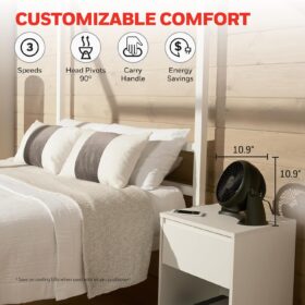 Honeywell HT-900 TurboForce Air Circulator Fan - Powerful 3-Speed Quiet Electric Fan with Wall Mount & 90-Degree Pivoting Head, Black