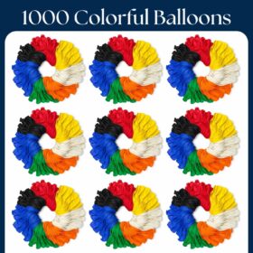 Monty 1000-Pack Assorted Latex Balloons – 7 Inch Rainbow Party Decorations for Weddings, Birthdays, Baby Showers & Events