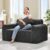 Hobestluk 2-Seater Faux Fur Sofa – 54" Memory Foam Loveseat with Lumbar Pillows – Comfy Cloud Couch for Small Spaces, Living Room, & Bedroom (Black)