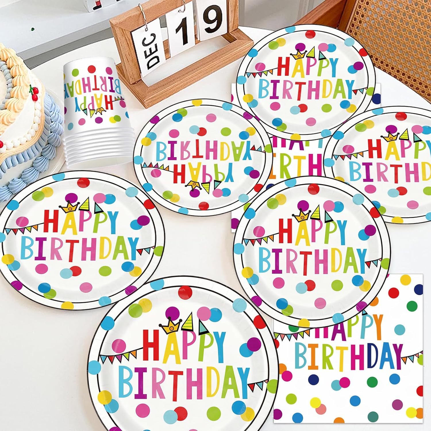 175-Piece Happy Birthday Party Supplies Kit - Disposable Plates, Napkins & Cups Tableware Set - Serves 25 Guests