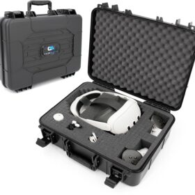 CASEMATIX Hard Travel Case for Meta Quest 3S, 3, & 2 - Crush-Proof VR Headstand Storage with Custom Foam