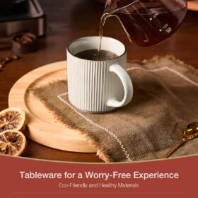 Famiware Star Collection 12oz Coffee Mug Set – Handcrafted Reactive Glaze Stoneware Cups, Stackable & Microwave Safe (Set of 4, White)