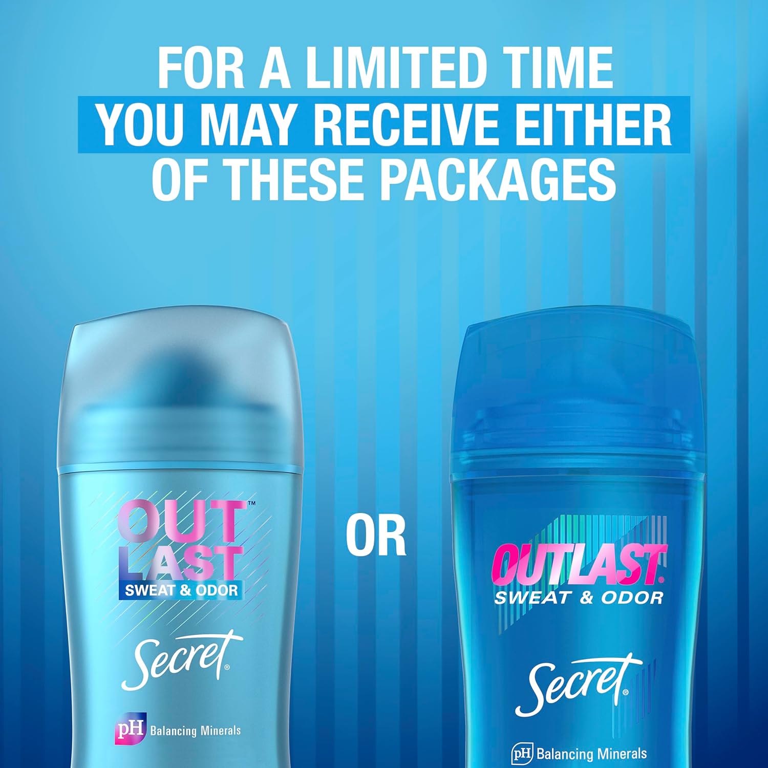 Secret Outlast Antiperspirant & Deodorant for Women - 72hr Sweat & Odor Protection, pH Balancing Minerals, Completely Clean Scent, Invisible Solid (Travel Size 0.5 oz)