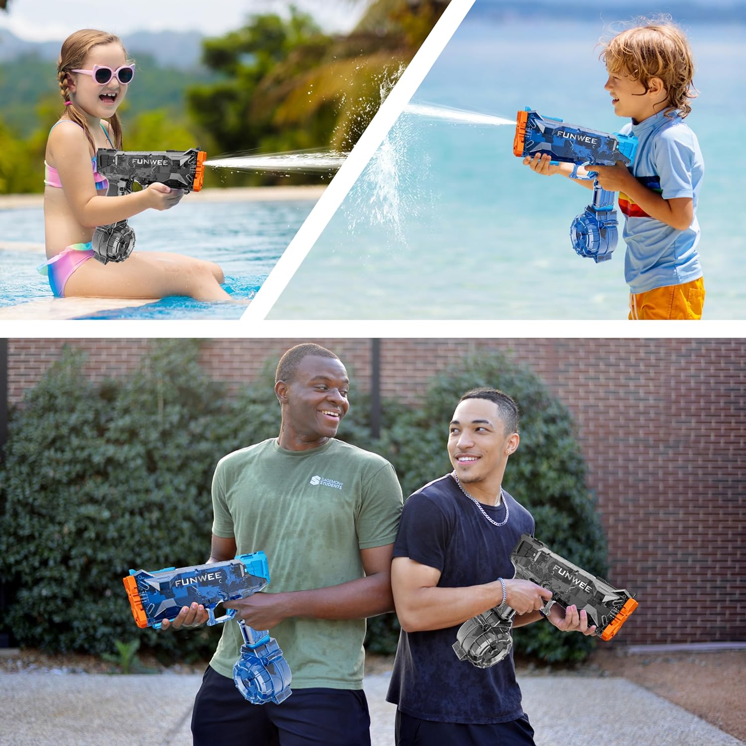 Funwee 2-Pack Electric Water Guns for Kids & Adults – Automatic High-Power Squirt Guns with Rechargeable Batteries, 400+ Capacity & 28ft Range – Ultimate Outdoor Summer Toys for Pool & Backyard Battles
