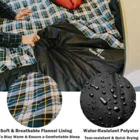 GEERTOP XXL Flannel Sleeping Bag for Adults - Cold Weather Camping Gear, 3-4 Season Envelope Style Sleeping Bag with Compression Sack, Portable & Washable (39" x 87")