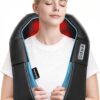 Mo Cuishle Shiatsu Deep Kneading Neck & Back Massager with Soothing Heat – Portable Electric Massage Pillow for Pain Relief, Muscle Relaxation, and Stress Reduction