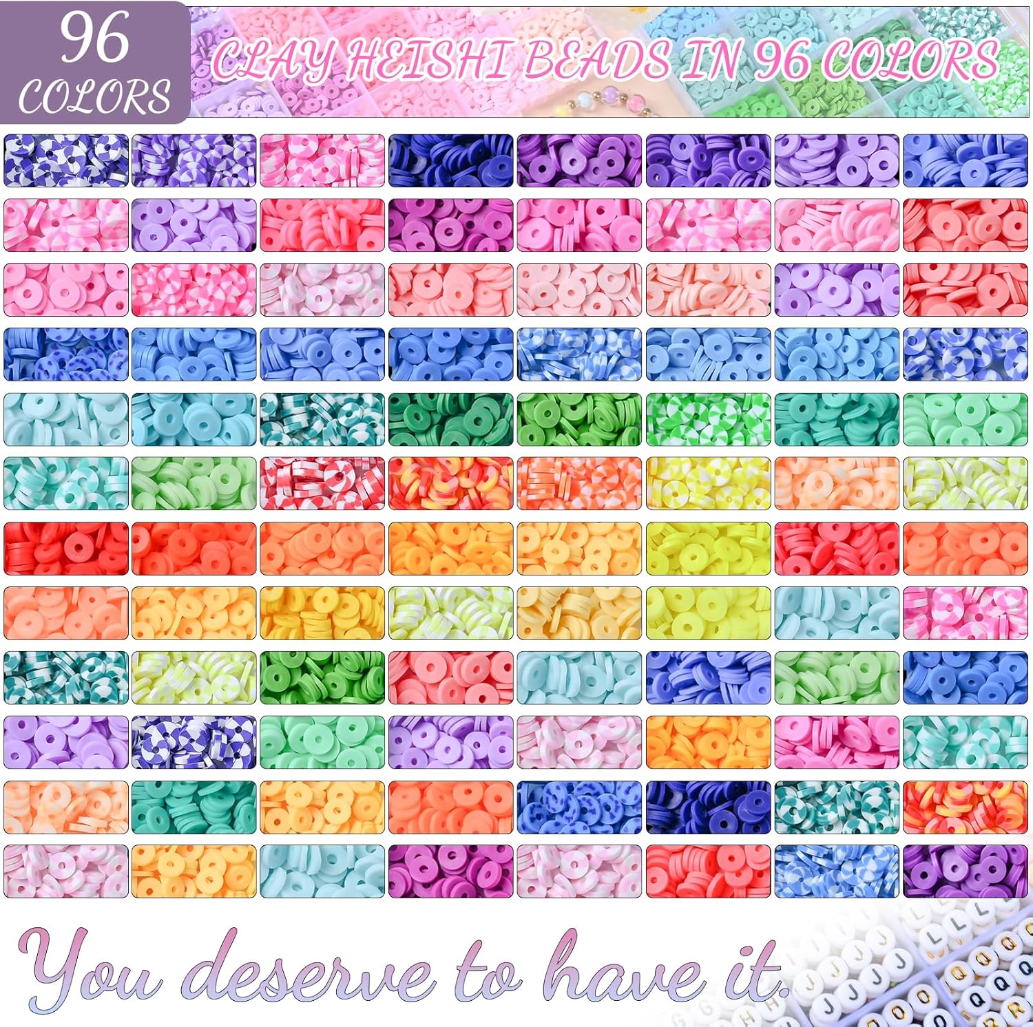 wuzoe Ultimate Clay Bead Kit for Bracelet Making – 16,000+ Pcs 96 Colors Polymer Clay Heishi Beads, Letter Beads & Charms Jewelry Making Kit for Girls, Teens, Crafts Supplies