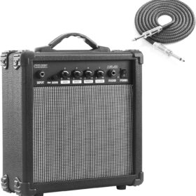 20-Watt Electric Guitar Amplifier - Portable Practice Amp with Headphone Jack, AUX Input, and EQ Controls (Includes Noise Reduction Cable)