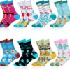 Haysandy 8-Pair Novelty Graphic Socks – Fun, Cute & Funny Gift Set for Women & Men
