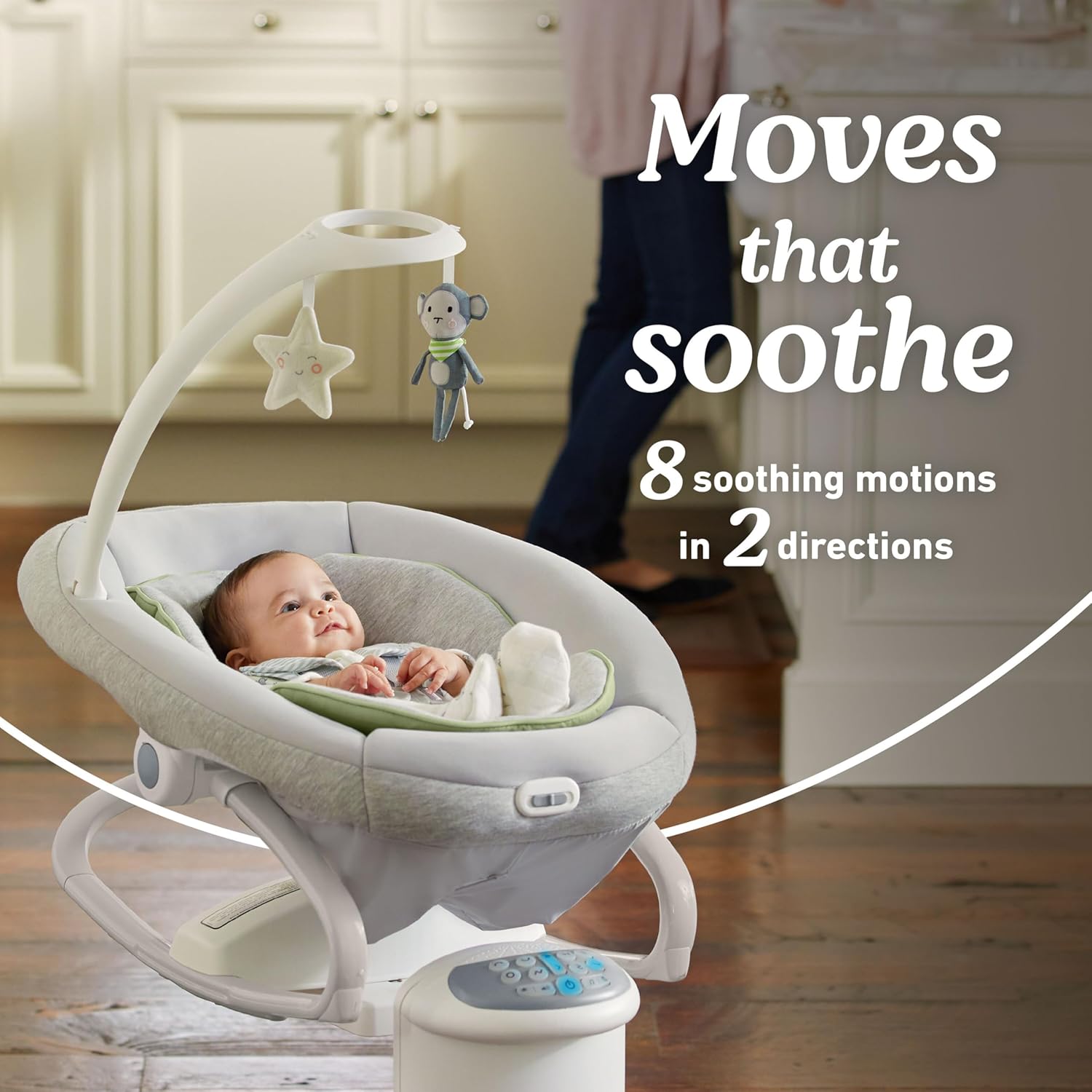 Graco Soothe 'n Calm Baby Swing with Removable Rocker - 8 Motion Directions, Portable Seat & Soothing Sounds