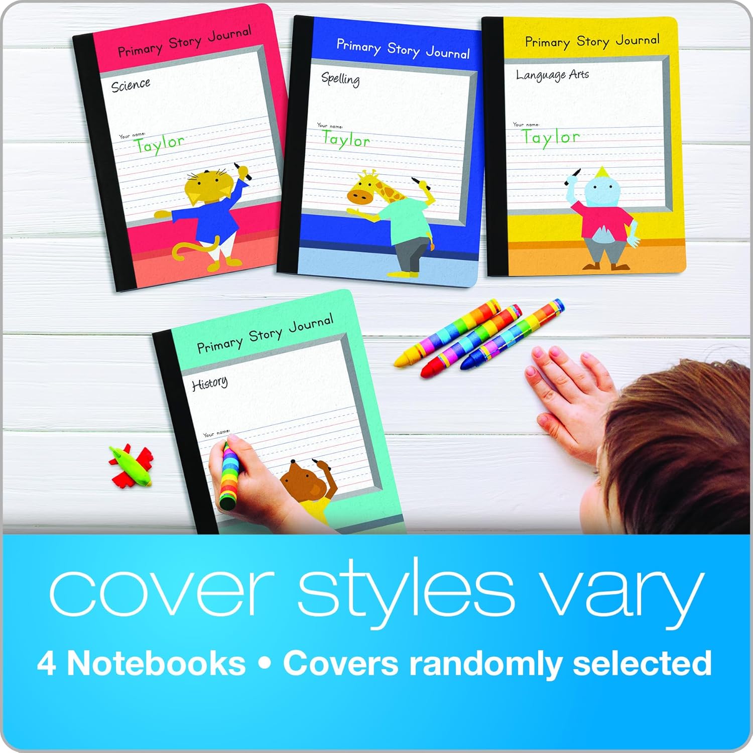 Oxford Primary Composition Notebooks (Pack of 4) – 9.75” x 7.5” K-2 Story Journals with Drawing Space & Primary Ruling for Handwriting Practice