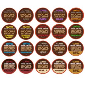 EKOCUPS Variety Pack – 40 Count Organic & Fair Trade Single Serve Coffee Pods Compatible with Keurig Brewers (Gourmet Roast Sampler)