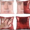 Nicolas Cage Sequin Pillow Cover – Reversible Mermaid Pillow Case, Funny Gag & White Elephant Gift, 16x16 Inch Decorative Cushion Insert