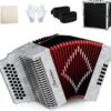 31-Key Diatonic Accordion G/C/F Tuning – Professional Push-Pull Isochord Instrument with 12 Bass Buttons, Ergonomic Design, and Complete Travel Kit (Includes Hard Case, Gloves & Wipes)