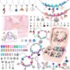 Girls Charm Bracelet Making Kit - DIY Jewelry Crafts Set for Kids with 70+ Beads, 3 Snake Chain Bracelets & Portable Storage Box - Creative Birthday Gifts for Ages 6 7 8 9 10