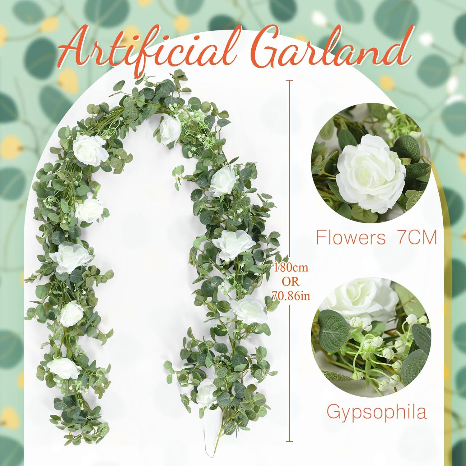 Mr & Mrs Wedding Table Decorations with 5.9ft Faux White Rose Garland - Rustic Wooden Letter Signs for Sweetheart Head Table, Engagement & Bridal Shower Centerpieces