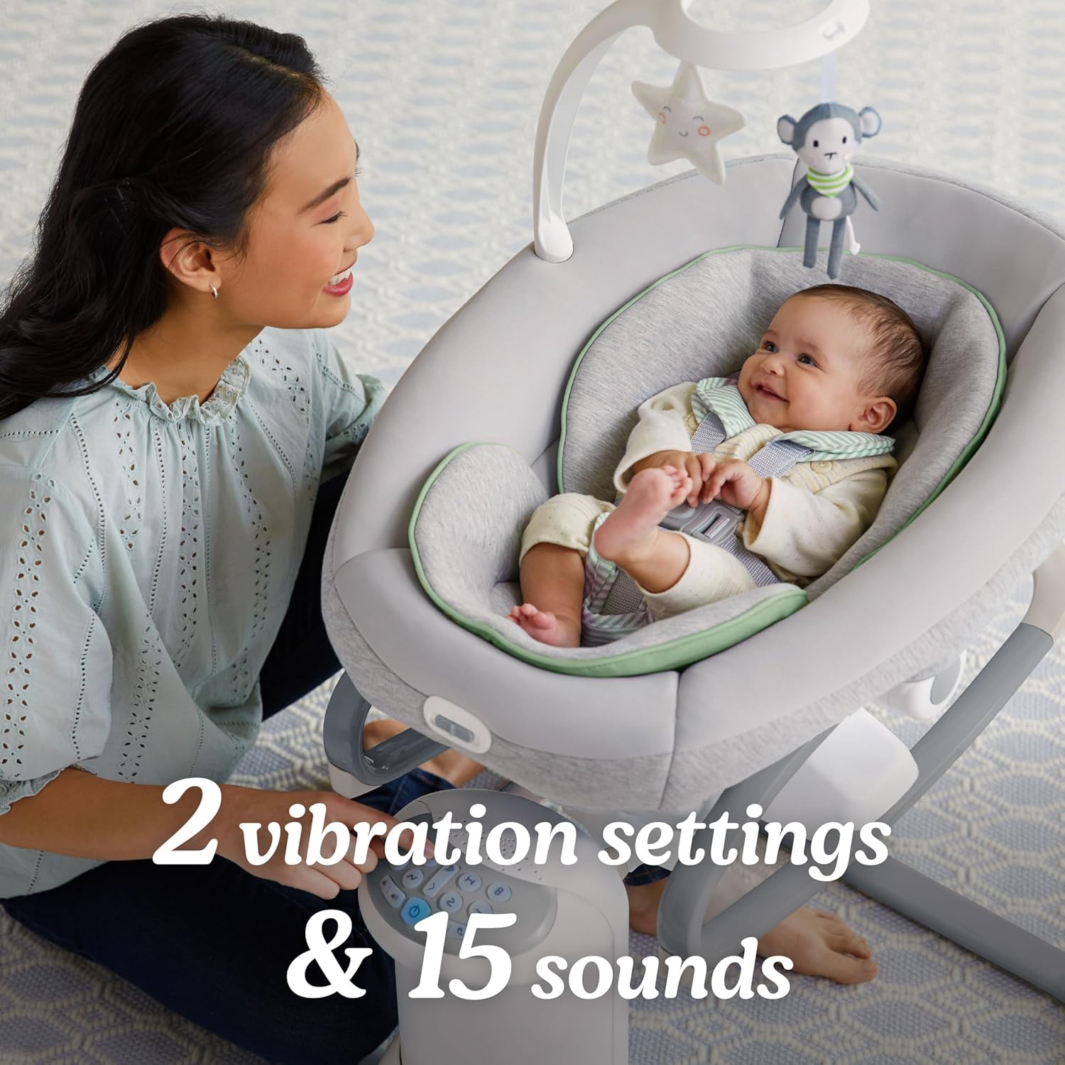 Graco Soothe 'n Calm Baby Swing with Removable Rocker - 8 Motion Directions, Portable Seat & Soothing Sounds
