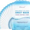 Ebanel 15-Pack Hyaluronic Acid Collagen Face Masks - Korean Skincare Sheet Masks for Hydrating, Brightening & Anti-Aging with Vitamin C, Peptide & Aloe