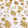 220-Piece Gold Wedding Confetti - Mr. & Mrs. Rings & Diamond Table Scatter for Bridal Showers, Anniversaries & Engagement Parties