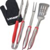 Cuisinart CGS-134 3-Piece Stainless Steel Grilling Tool Set with Heat-Resistant Grill Glove – Red