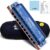 East top 10 Hole Diatonic Harmonica in Key of C - Professional Blues Mouth Organ with Blue Case, Phosphor Bronze Reeds for Beginners, Students & Musicians
