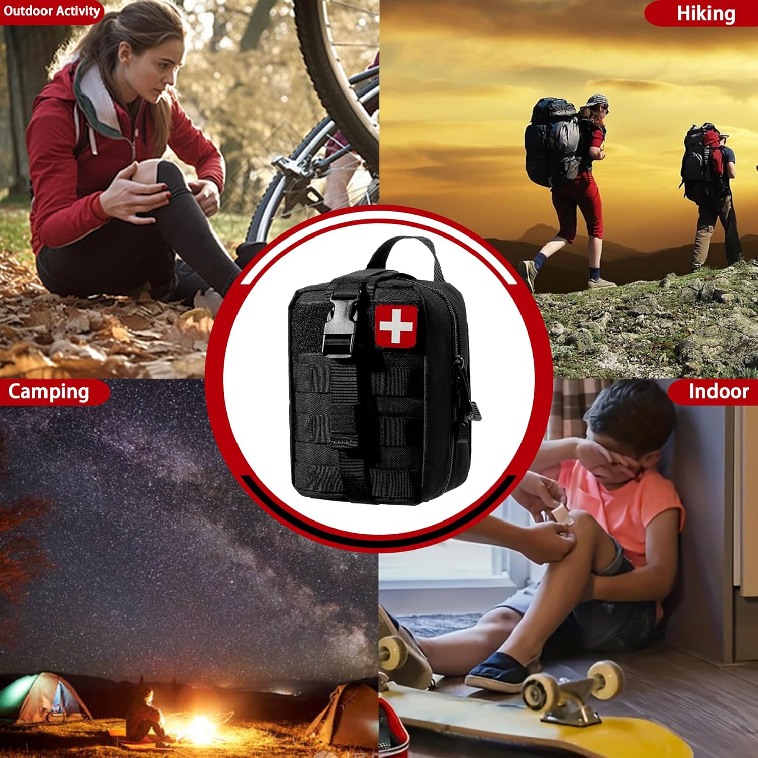Universal IFAK Trauma Kit - 203-Piece MOLLE Medical First Aid Pouch for Survival, Camping, Hiking & Home Emergencies