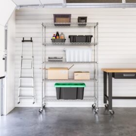 Seville Classics UltraDurable 5-Tier NSF Commercial Steel Wire Shelving Unit | Heavy Duty 48 inch W x 18 inch D Storage Rack for Garage, Kitchen, & Warehouse