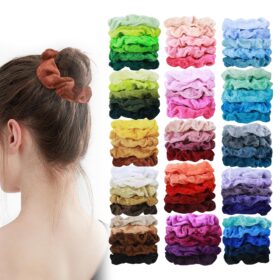 75-Piece Premium Velvet Scrunchies Set – Soft, No-Damage Hair Ties in 15 Colors – Bulk Hair Accessories for Women & Girls