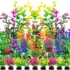 25pcs Assorted Aquarium Plants – Lifelike Artificial Fish Tank Decorations with Detachable Roots, Soft Plastic Aquatic Landscape for Freshwater & Saltwater Tanks