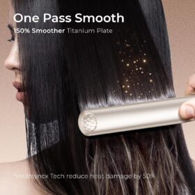 TYMO Titanium Hair Straightener & Curler - 1 Inch Flat Iron for Travel with Argan Oil Plates, 32 Heat Settings, 10s Rapid Heat Up & Dual Voltage