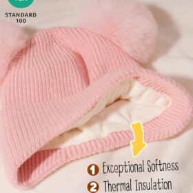FURTALK Kids Winter Beanie with Fleece Lining - Soft & Warm Pom-Pom Hat for Toddlers & Babies (Boys & Girls)
