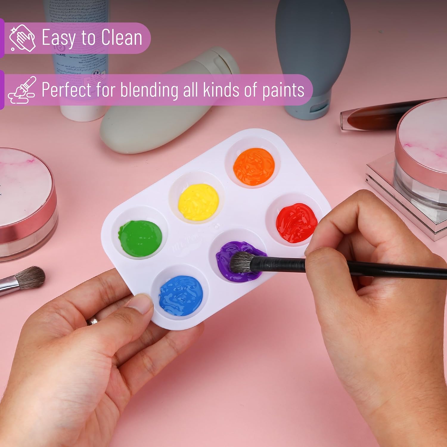 Mr. Pen Plastic Paint Palettes (30 Pack) – 6-Well White Rectangular Artist Trays for Kids, School, Art Class, and DIY Crafts