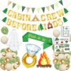 Glamping Bachelorette Party Decorations Kit - 45 Pc Gold Green Camping Theme Supplies with Banner, Bride Balloons, Sash, Veil & Photo Booth Props