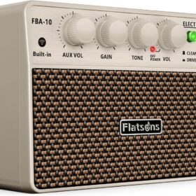 FBA-10 10W Portable Guitar Amplifier - Mini Rechargeable Electric Guitar Amp with Clean/Drive Channels, Bluetooth 5.3, AUX Input & Headphone Jack for Silent Practice (White)