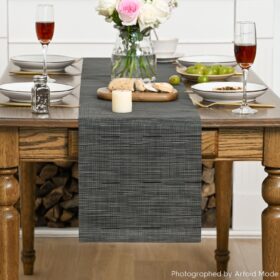 Artoid Mode Modern Gray & Black Vinyl Table Runner - 12x72 Inch Non-Slip, Heat Resistant & Waterproof Farmhouse Table Cover for Dining, Kitchen & Parties