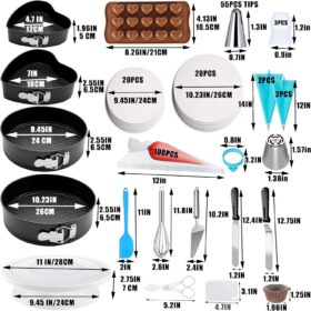 Ultimate 540-Piece Cake Decorating Kit & Bakeware Set - 4 Springform Pans, Rotating Turntable, 55 Piping Tips & 200 Cupcake Liners - Complete Baking Supplies for Beginners & Professionals