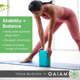 Gaiam Yoga Block - High-Density EVA Foam Support Block for Yoga, Pilates & Stretching - Non-Slip, Beveled Edges (4 Inch)