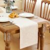 YATOJUZI Farmhouse Table Runner - 72 Inch Neutral Beige Polyester Table Decor for Dining Room, Kitchen, & Parties - 13x72 Inch Cream Tablecloth