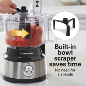 Hamilton Beach 10-Cup Food Processor & Vegetable Chopper with Built-In Bowl Scraper, 450W Motor for Slicing, Shredding, and Pureeing (Model 70730)