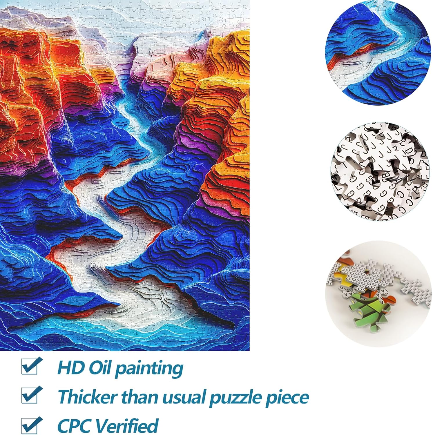Bgraamiens The Blue Canyon 1000 Piece Puzzle - 3D Visual Autostereoscopy Jigsaw for Adults - Challenging Artwork with High Resolution Poster