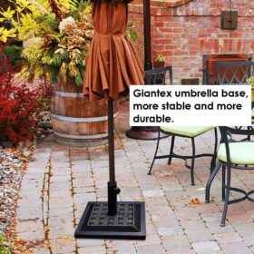 Giantex 30 lb Heavy Duty Square Patio Umbrella Base - Cast Iron Outdoor Umbrella Stand with Adjustable Tube Holder for Deck, Garden, and Porch