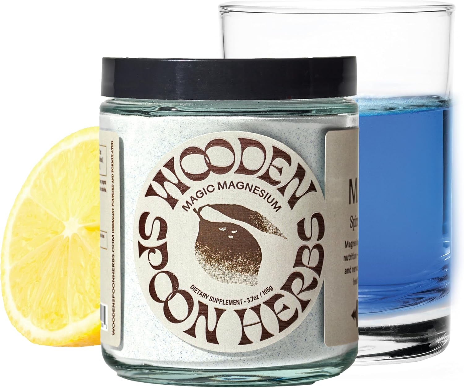 Wooden Spoon Herbs Magic Magnesium Citrate Powder – Blue Lemonade Drink Mix for Sleep, Digestion & Muscle Recovery – 200mg Sea-Sourced Magnesium Supplement (3.7oz)
