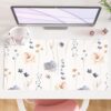 QIYI Floral Large Desk Mat - 31.5" x 15.7" Waterproof PU Leather Mouse Pad for Office, School & Home (Pink Flowers)