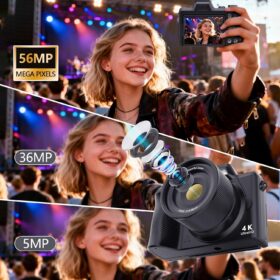 ProArt 4K Vlogging Camera with 56MP Resolution, 180° Flip Screen & 16X Zoom - Compact Digital Camera with 32GB SD Card for Beginners and Content Creators